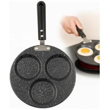 Imagem de Frigideira Antiaderente com 3 Divisórias, 23cm, Alumínio, Preta, Cabo Baquelite, Compatível com Indução