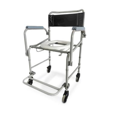 Imagem de Cadeira de Banho Higiênica Dellamed Dobrável e Desmontável até 120 Kg Preto e Cinza D40