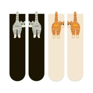 Imagem de Meias De Algodão Com Estampa De Bumbum De Gato Para Mulheres E Meninas