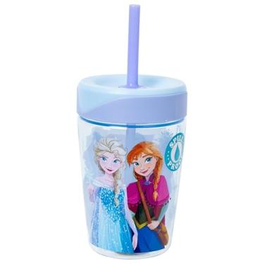 Imagem de Silver Buffalo Copo Frozen Elsa Anna Olaf 496 g à prova de derramamento com canudo