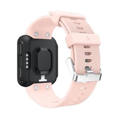 Imagem de QPDRNC Pulseira de relógio de silicone para Forerunner 35 Pulseira de pulso para Garmin Forerunner 35 Pulseira de substituição de relógio inteligente (Cor: rosa)