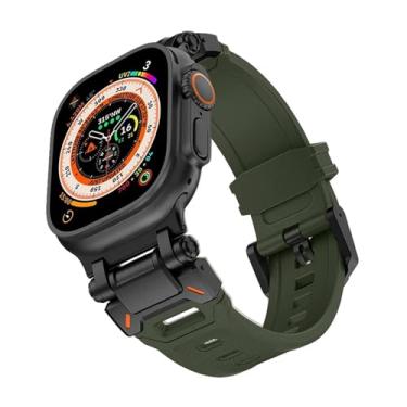 Imagem de IRFKR Pulseira de borracha macia para Apple Watch Ultra 2 1 Banda 49mm 45mm 44mm 42mm S10 46mm Pulseira de borracha de luxo para IWatch Series 9 8 7 6 SE 5 Acessórios Pulseiras(Black dark green,S10 46