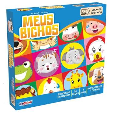 Imagem de Meus Bichos Jogo da Memória, 24 Peças em Madeira, para Crianças 4+ Anos, Ciabrink