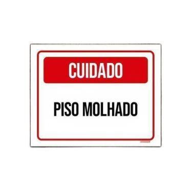 Imagem de Kit 10 Placa Sinalização - Cuidado Piso Molhado Vermelho - Sinalizo.Co