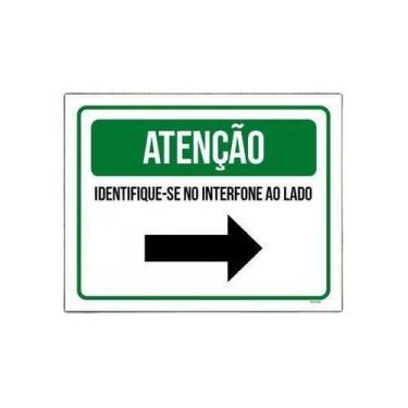 Imagem de Placa Sinalização - Atenção Identifique-Se Interfone 27X35 - Sinalizo