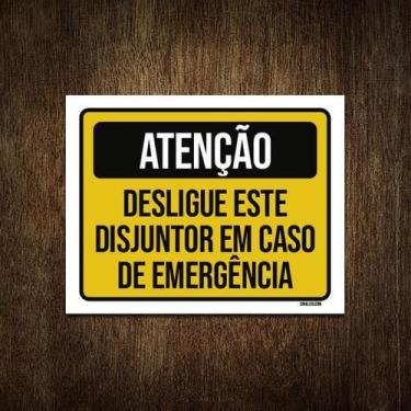 Imagem de Placa Atenção Desligue Disjuntor Caso Emergência 36X46 - Sinalizo.Com