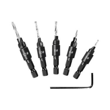 Imagem de Conjunto De Brocas Escareadoras De Aço Rápido (HSS) 5 Peças Para Chanf