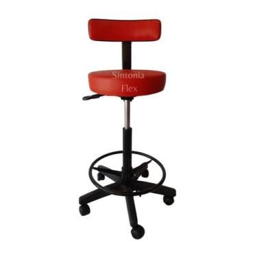 Imagem de Cadeira mocho caixa alta podologo -  com aro - base de rodízio para re