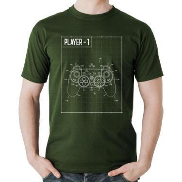 Imagem de Camiseta Algodão Player 1 Controle Joystick - Foca na Moda, Musgo, GGG