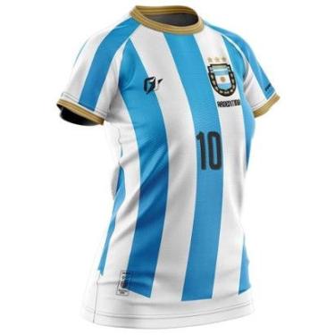 Imagem de Camiseta Baby Look Filtro UV Argentina Albiceleste Tri Campeã-Feminino