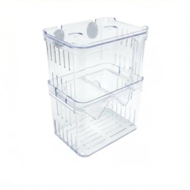 Imagem de Mipukbay Caixa de reprodução de aquário pequena com isolamento, caixa de criador de aquário transparente de acrílico para incubação de fritura de peixe, criação de camarão, betta, guppy, killifish