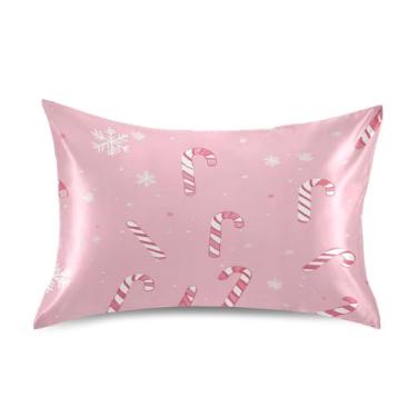 Imagem de Blueangle Fronha de cetim Candy Cane para cabelo e pele, fronha de seda, tamanho Queen (50,8 x 76,2 cm) - Capas de almofada de cetim com fecho de envelope (3)
