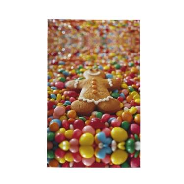 Imagem de XLLingL Gingerbread Man Candy Print Waffle Toalhas de cozinha, panos de prato de microfibra, para decoração e limpeza de cozinha - 1 peça