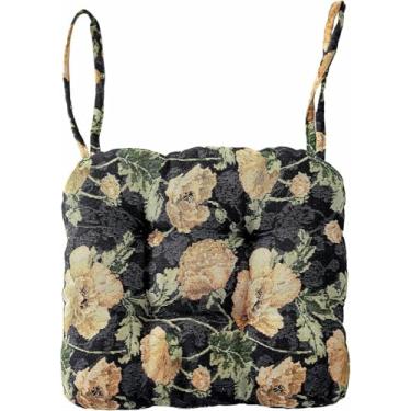 Imagem de Almofadas para cadeiras com estampa de pássaros em estilo rústico, com amarras, para cadeiras de cozinha e sala de jantar.