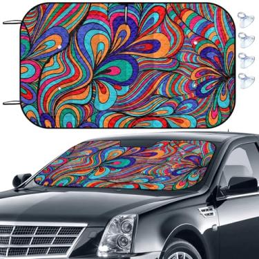 Imagem de Para-brisa de carro, persianas dobráveis de carro para janelas dianteiras, raios UV, viseira de sol com ventosa, mantém seu veículo fresco