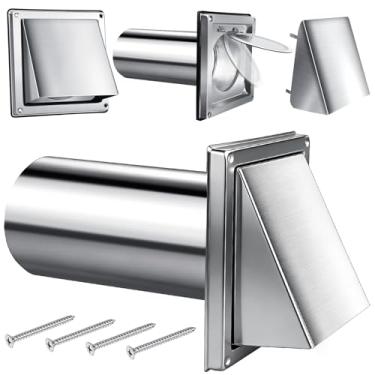 Imagem de Tampa de ventilação do secador de metal de 10 cm de aço inoxidável com tubo de extensão removível de 20 cm e 4 parafusos para tubo de ar estendido externo doméstico
