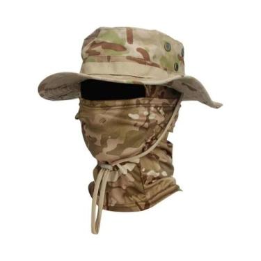 Imagem de Chapéu De Balde Camuflado Masculino Com Aba Larga E Conjunto De Balacl