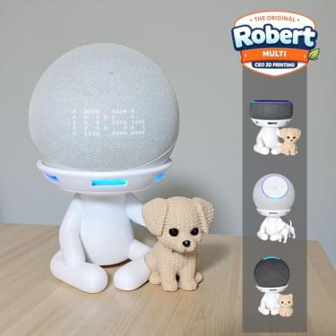 Imagem de Suporte Alexa Echo Dot 3, 4 e 5, Echo Pop e Echo Max Robert Cachorro Caramelo Multiuso e outros. Coleção, Decoração Presente. Stand de Mesa