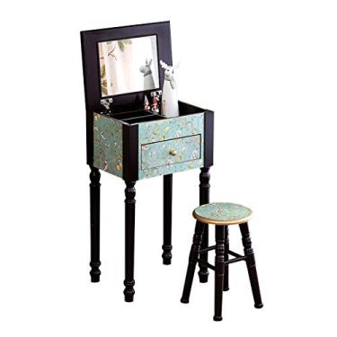 Imagem de Penteadeira Penteadeira Multifuncional Pequena Penteadeira Espelho Oculto Armazenamento com Banco de Maquiagem Penteadeira