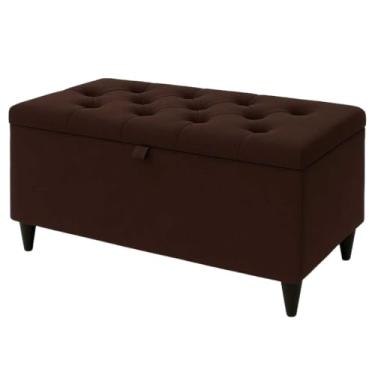 Imagem de PUFF VELUDO PÉ DE CAMA PORTA OBJETOS BRINQUEDOS SAPATOS CASA DECORAÇÃO (marom)