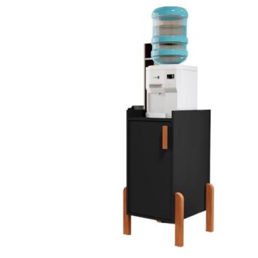 Imagem de Armario Balcão Fruteira Suporte Multiuso Para Galão Filtro De Agua Bebedouro Com 1 Porta Em MDP Cantinho do Cafe(Preto)