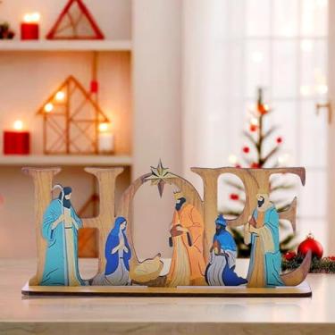Imagem de Placa decorativa da Natividade de Jesus com base à prova de deslizamento, mesa de presépio e centro de mesa, enfeite de decoração, presentes para Páscoa e Natal