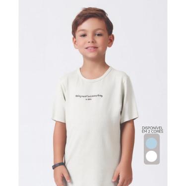 Imagem de Camiseta infantil menina verão leve inspiradora estilosa - Azul e OffWhite - Menino 4 a 14 anos-Masculino