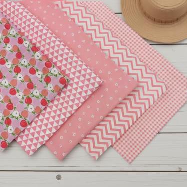 Imagem de Pacote com 5 quadrados de tecido de algodão – Pacote de tecido estampado de 50 × 40 cm para projetos de costura e estofamento DIY