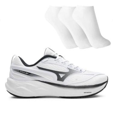 Imagem de Tênis Mizuno Space 5 Masculino + 3 Pares de Meias, 41, Branco, Preto