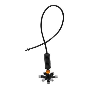 Imagem de HHHJQFAAT Bocal de nebulização suspensa com kit de válvula bocal de atomização cruzada pulverizador de água neblina irrigação por gotejamento 1 conjunto (tamanho: 5 vias) (7)