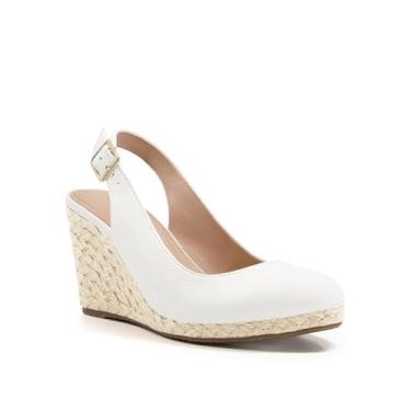 Imagem de Coutgo Sandália feminina de salto plataforma com bico fechado, Branco, 37