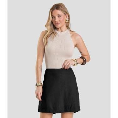 Imagem de Shorts Saia Feminino em Tecido Linho Dianna Preto-Feminino
