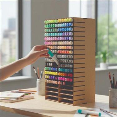 Imagem de Suporte para Caneta Marcadora Touch  240 Peças  Box Empilhável em MDF 