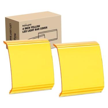 Imagem de Nilight Tampa de barra de luz para cápsulas de LED de 10 cm, lentes amarelas protetoras de policarbonato durável à prova d'água à prova de poeira à prova de arranhões para iluminação de condução