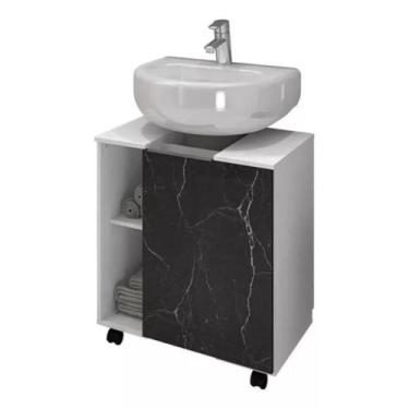 Imagem de Gabinete Para Banheiro Pequin Sem Pia Branco Nero - Móveis Bechara