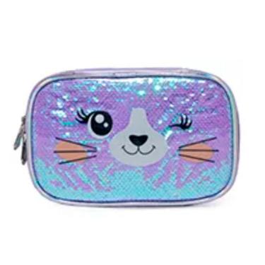 Imagem de Estojo Box Leopardo Pack Me Sweet Brilhosa Lilás Escolar