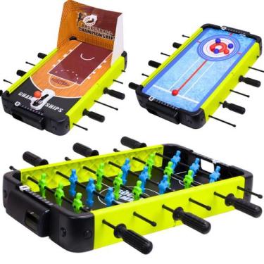 Imagem de Mesa de Esportes Portátil Pebolim 3 em 1 Grande Infantil - Castela