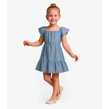 Imagem de Vestido Curto Infantil Com Cinto De Algodão Select Azul, 2, Azul