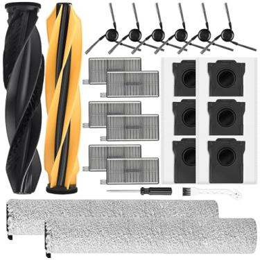 Imagem de Pacote com 23 peças de reposição para aspirador de pó robô DREAME Aqua10 Ultra Roller, 2 esfregões de rolo, 1 escova dupla de desembaraçar, 6 sacos de vácuo, 6 filtros HEPA, 6 escovas laterais, 1