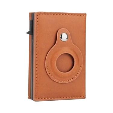 Imagem de Carteira Masculina Retrô Minimalista Com AirTag, Porta-Cartões RFID Po