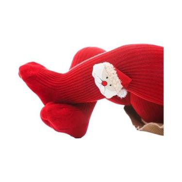 Imagem de Meias-calças De Natal Vermelhas Com Desenhos Animados Para Bebês Menin