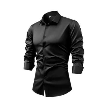 Imagem de Camisa Masculina Branca De Manga Longa Tamanho plus 5XL Luxuosa E Resi
