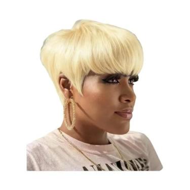 Imagem de Peruca Feminina Curta Pixie Lisa De Cabelo Humano, Totalmente Feita À 