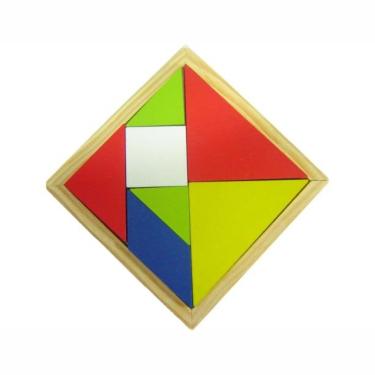 Imagem de Jogo Tangram de Madeira Multicolorido