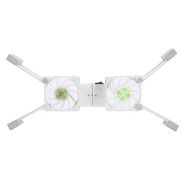Imagem de Almofada de resfriamento dobrável para laptop, ventiladores duplos, luz azul LED, saída de ar grande, dissipação de calor em vários espaços, interface de alimentação USB, para notebook (branco)