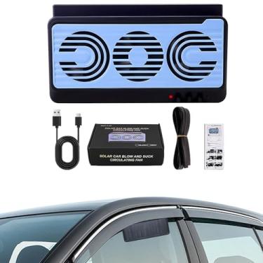 Imagem de Exaustor de movido a energia solar | Ventiladores de janela de resfriamento, radiador, dispositivo portátil silencioso com design de resfriamento eficiente para acampamento, viagem, veículo