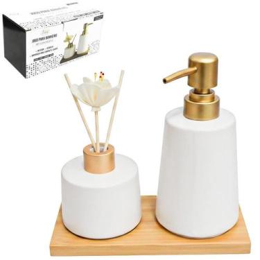 Imagem de Jogo Para Banheiro Difusor De Aromas Suporte De Bambu 3 Pçs - Fu Xing