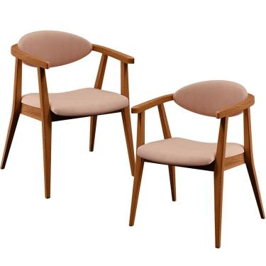 Imagem de Kit 02 Poltronas Para Sala De Estar Cecília B04 Linho Rosê