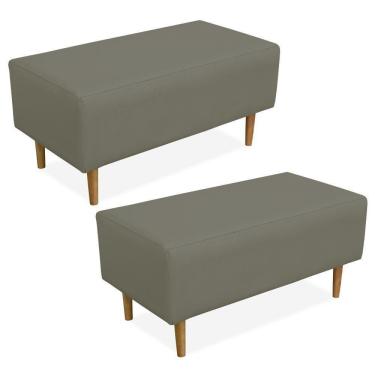 Imagem de Kit 02 Puffs Cléo W01 Pés Palito 90 Cm Corino Cinza