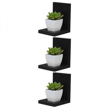 Imagem de Kit 3 Prateleiras Buzios 15 X 12cm Preto